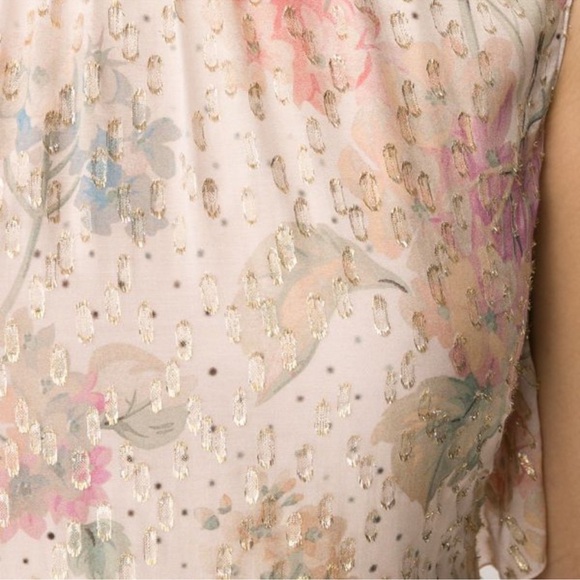 NWT Red Valentino Metallic Floral Print Fil Coupe Chiffon Midi Dress. Size 40 - Picture 4 of 10